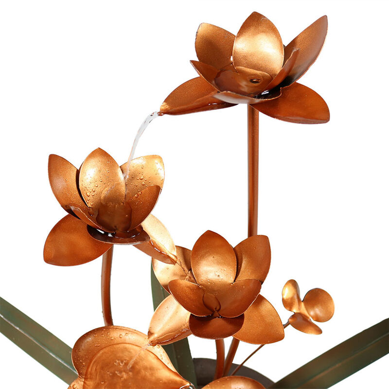 Sunnydaze Copper Flower Blossoms Outdoor Garden Water Fountain - 28 in