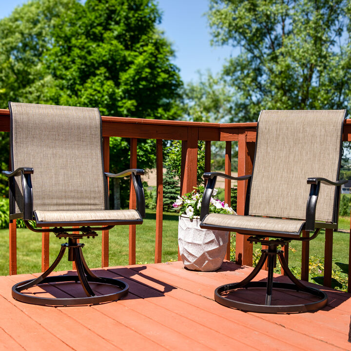 Sunnydaze Classic Garden Patio Swivel Dining Chairs - Brown - Set of 2