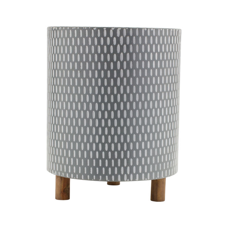 Geometric Design Planter with Wood Legs for Modern Plant Display and Décor (Set of 3)
