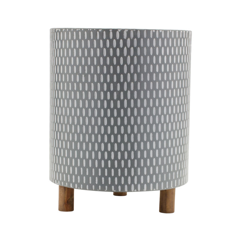 Geometric Design Planter with Wood Legs for Modern Plant Display and Décor (Set of 3)