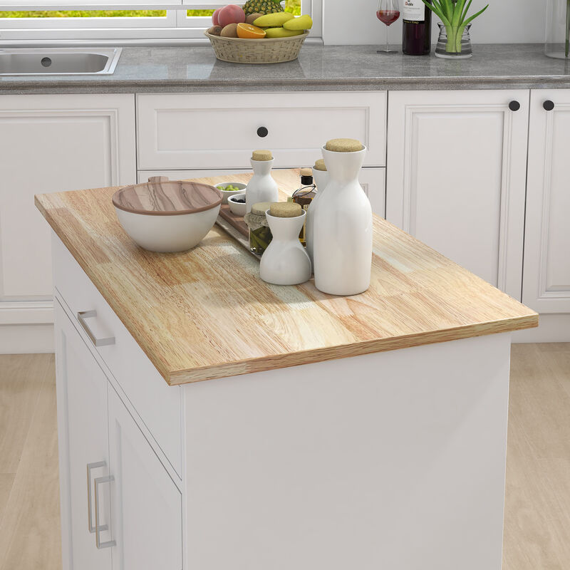 Streamdale Rolling Kitchen Cart with Towel Rack and Wood Top