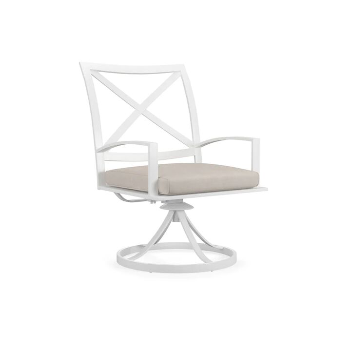 Bristol Swivel Dining Chair in Canvas Flax w/ Self Welt