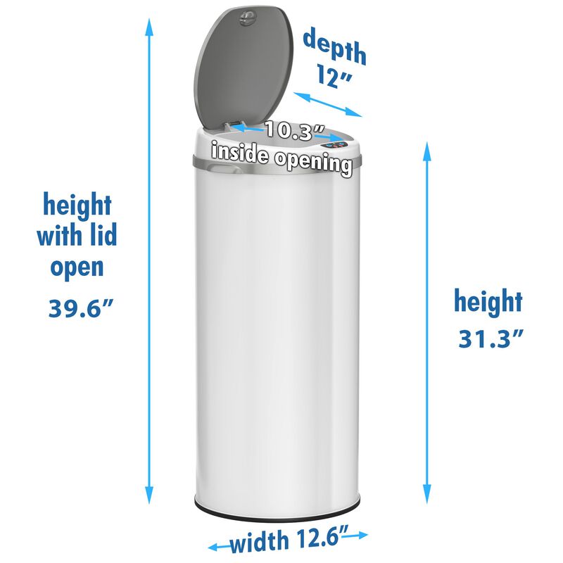 iTouchless 13 Gallon Ivory White Sensor Trash Can