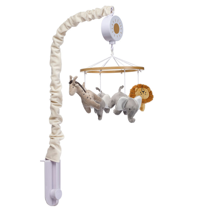 Lambs & Ivy Jungle Adventure Elephant/Lion Musical Baby Crib Mobile Soother Toy