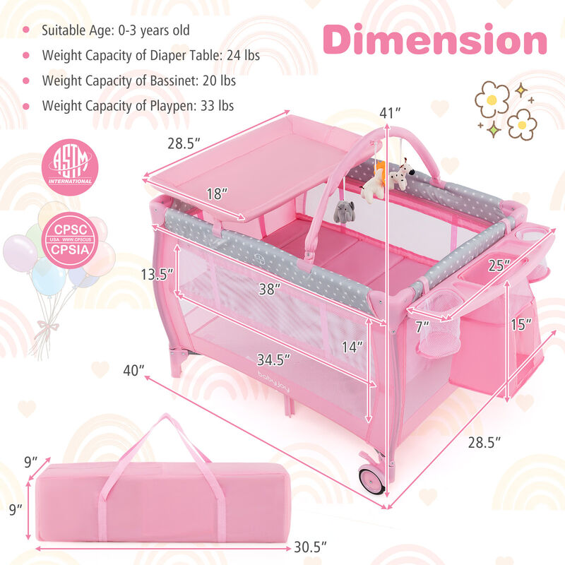 Portable Foldable Baby Playard Nursery Center with Changing Station