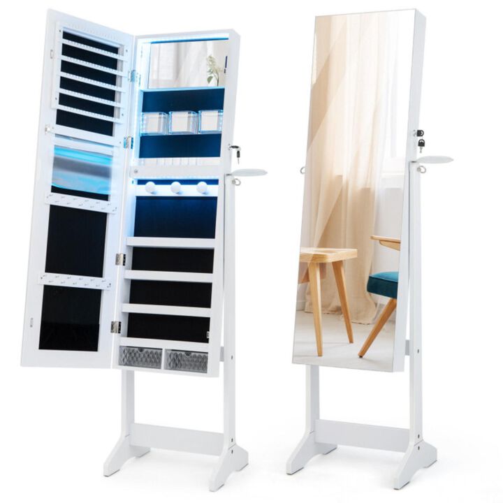 Hivvago Freestanding Jewelry Cabinet with Full Length Mirror