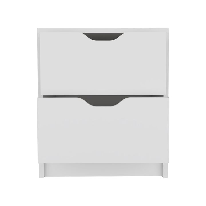 DEPOT E-SHOP Houma Double Drawer Nightstand, Bedside Table