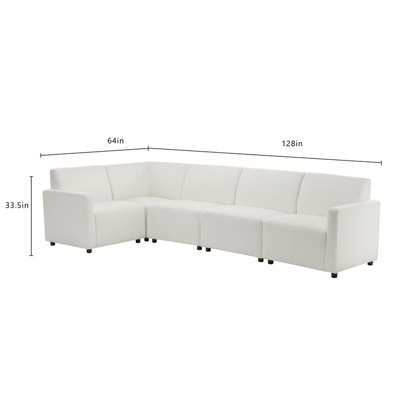 Duvall 5 Piece Modular Sofa - Cream Boucle Performance Fabric