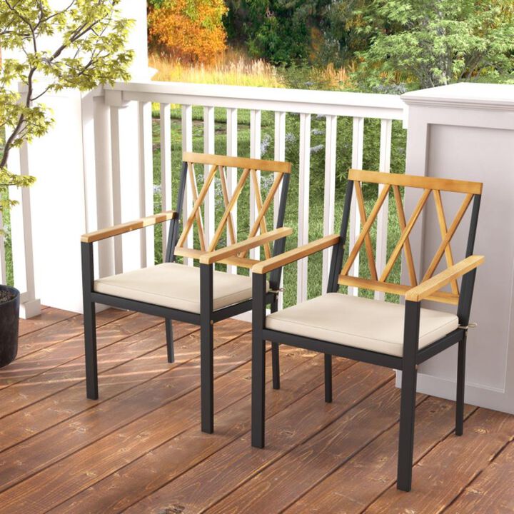 Hivvago Set of 2 Patio Dining Chairs with Removable Padded Cushions