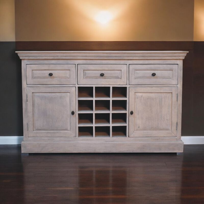 Artisan Furniture Solid Wood Acid Wash Wine Storage Unit