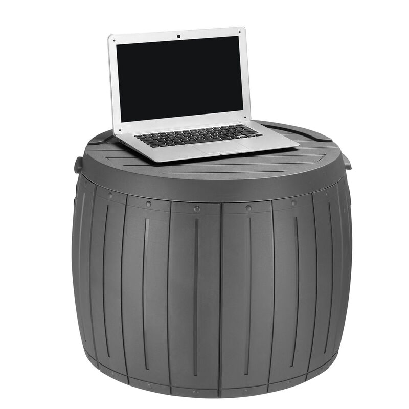 Thickened 36-Gallon Round Deck Box for Outdoor Storage & Organization