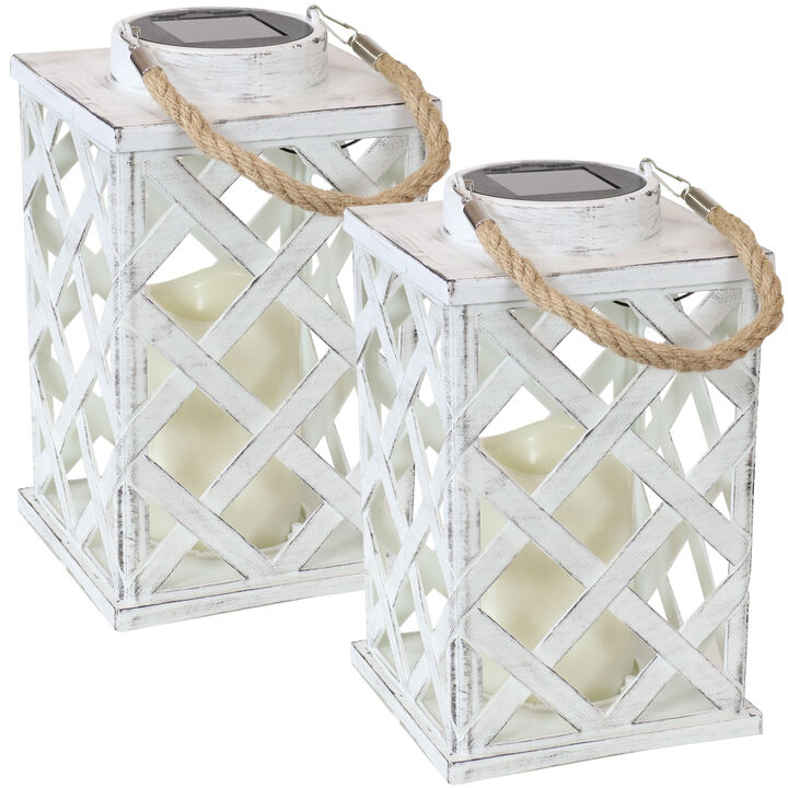 Sunnydaze Modern Crosshatch Outdoor Solar Lantern - 9 in