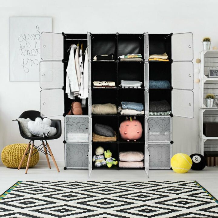 Hivvago 20-Cube DIY Plastic Cube Storage Organizer with Doors