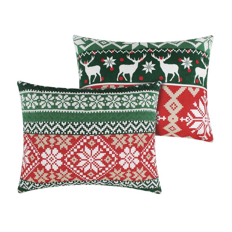 Greenland Home Fashion Fair Isle Ultra Comfortable Pillow Sham Standard Red