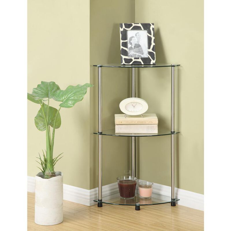 Convience Concept, Inc. Designs2Go Classic Glass 3 Tier Corner Shelf