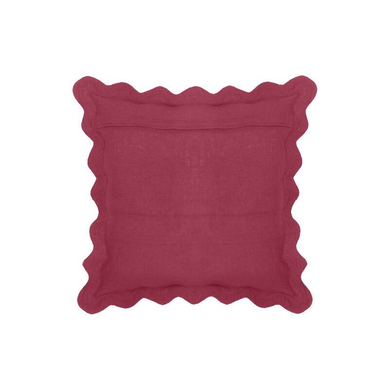 Scalloped Edge Magenta and Pink Cotton Velvet Throw Pillow