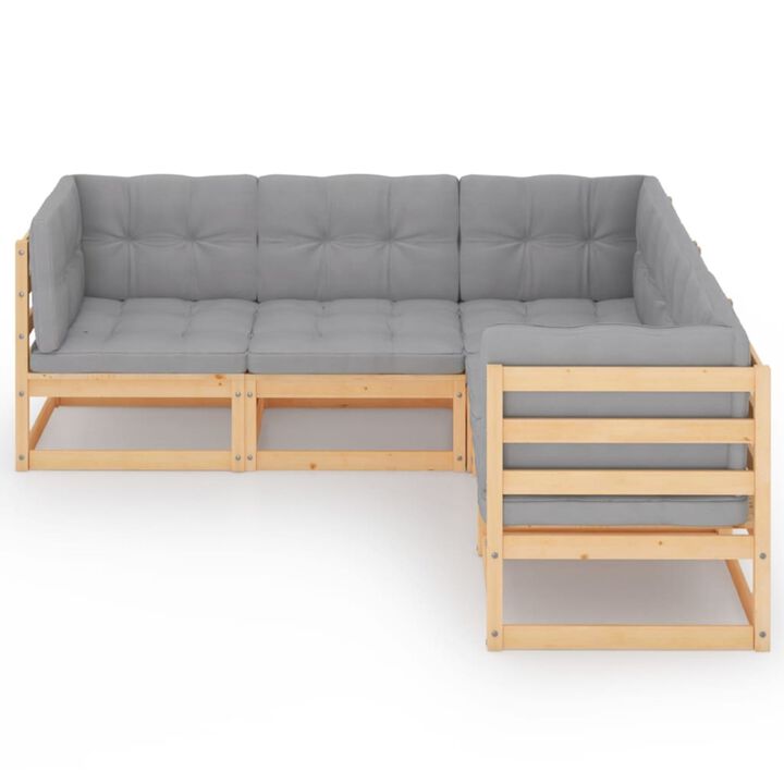 vidaXL 5 Piece Garden Lounge Set with Cushions Solid Pinewood