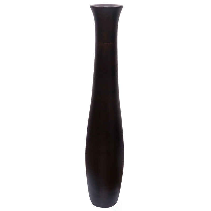 Brown Decorative Contemporary Mango Wood Curved Shaped Floor Vase, 30 Inch