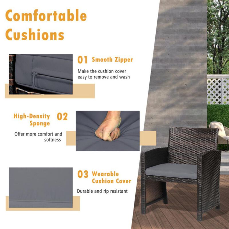 Hivvago 3 Pieces Patio Wicker Furniture Set with Storage Table and Protective Cover