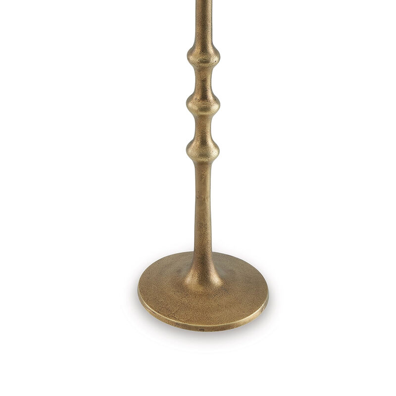 Lara Candle Holder Set of 2, Cast Aluminium, Antiqued Brass Toned Finish - Benzara