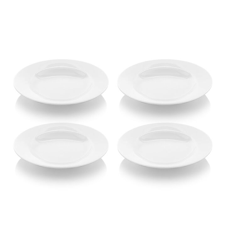 Porcelain Delta dia.9.25" h:1.75" 13 oz. Round White Porcelain Bowl (Set of 4)