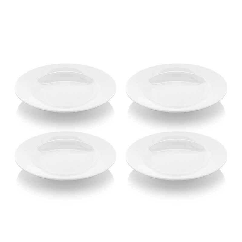 Porcelain Delta dia.9.25" h:1.75" 13 oz. Round White Porcelain Bowl (Set of 4)