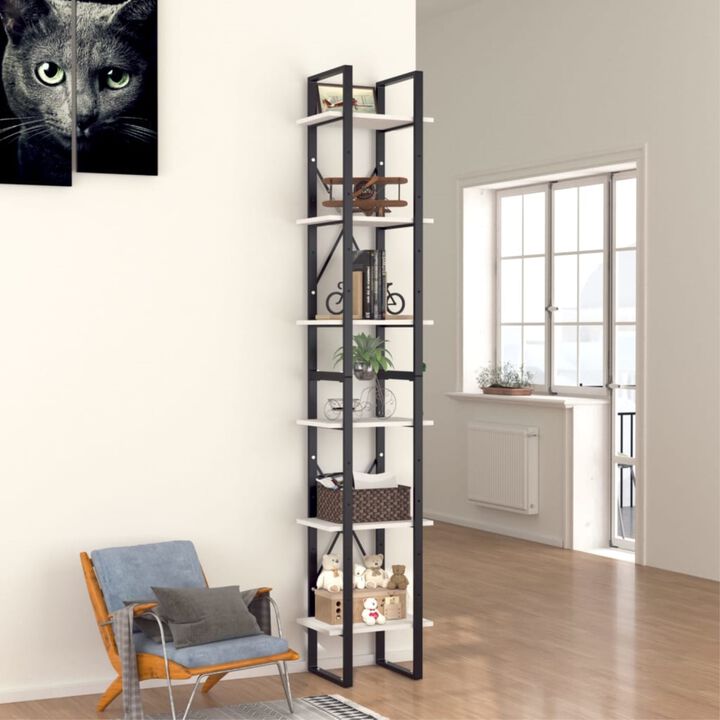 vidaXL 6-Tier Book Cabinet White 15.7"x11.8"x82.7" Chipboard