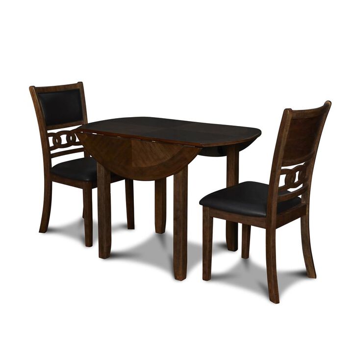 New Classic Furniture Furniture Gia Solid Wood Dining Drop Leaf Table 2 Chairs in Brown