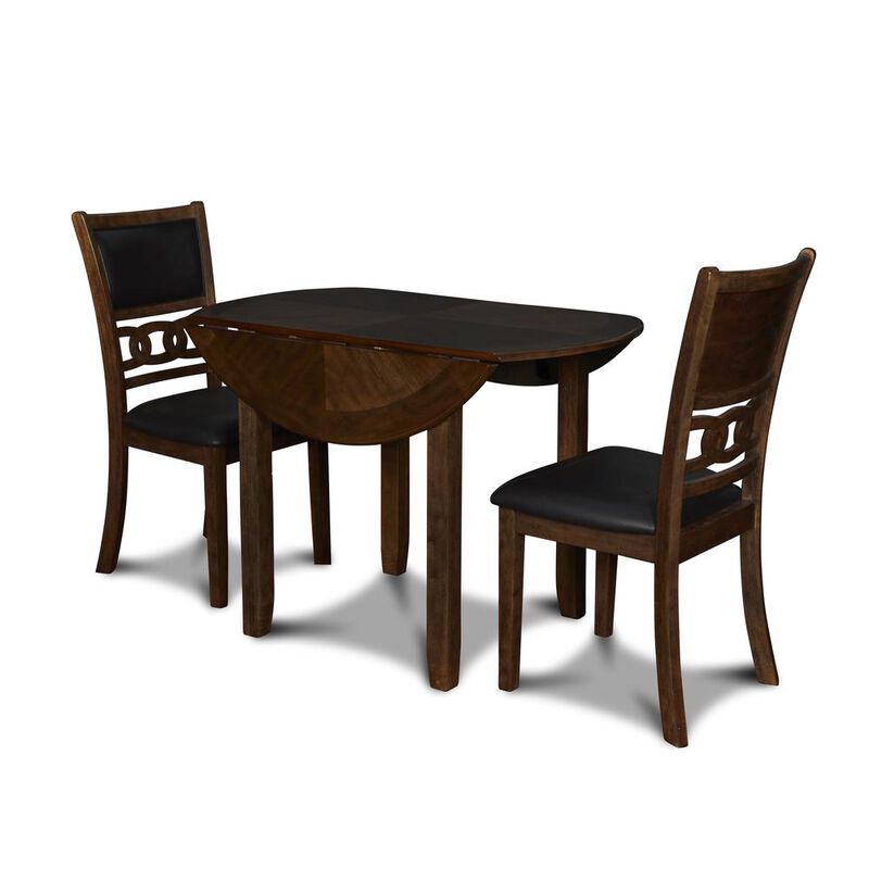 New Classic Furniture Furniture Gia Solid Wood Dining Drop Leaf Table 2 Chairs in Brown
