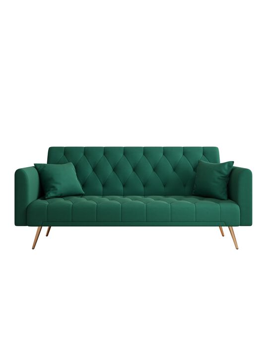 Merax Velvet Fabric Convertible Loveseat Sofa