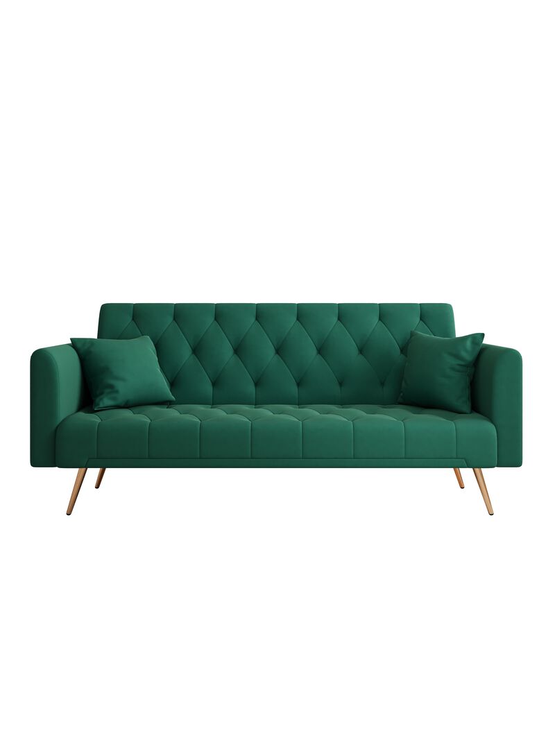 Merax Velvet Fabric Convertible Loveseat Sofa