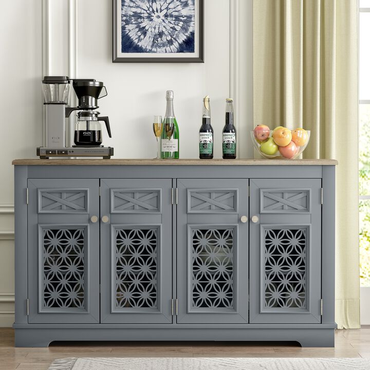 FESTIVO Farmhouse Buffet Cabinet with Glass Doors and Adjustable Shelves