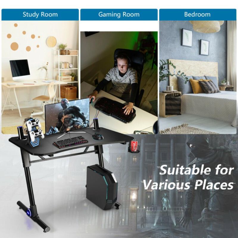 Hivvago 43.5 Inch Height Adjustable Gaming Desk with Blue LED Lights