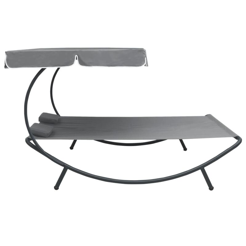 vidaXL Outdoor Lounge Bed with Canopy and Pillows Gray