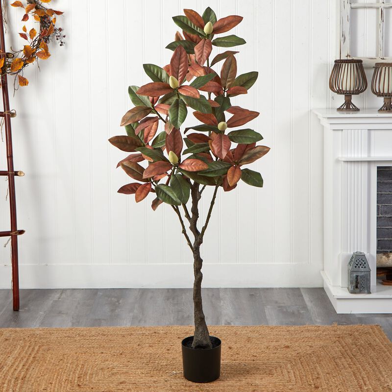 Hivvago 5 Feet Fall Magnolia Artificial Tree