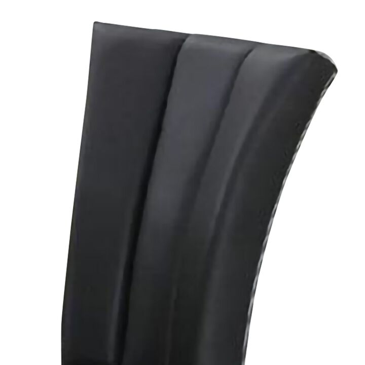Leather Upholstered Dining Chair In Poplar Wood, Set Of 2,Black-Benzara
