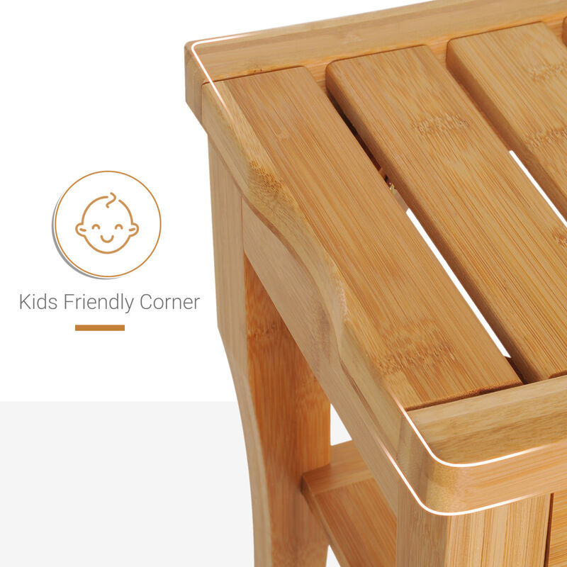 20" Bamboo Shower Bench With Storage Shelf
