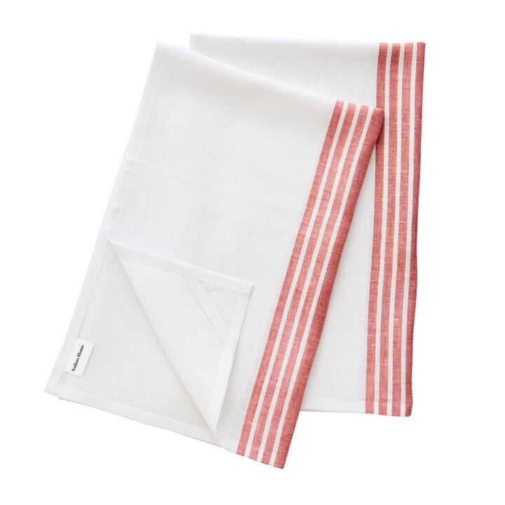 Solino Home 100% Pure Stripe Linen Kitchen Towels 17x26" Set of 2 for Spring & Easter | Farmhouse
