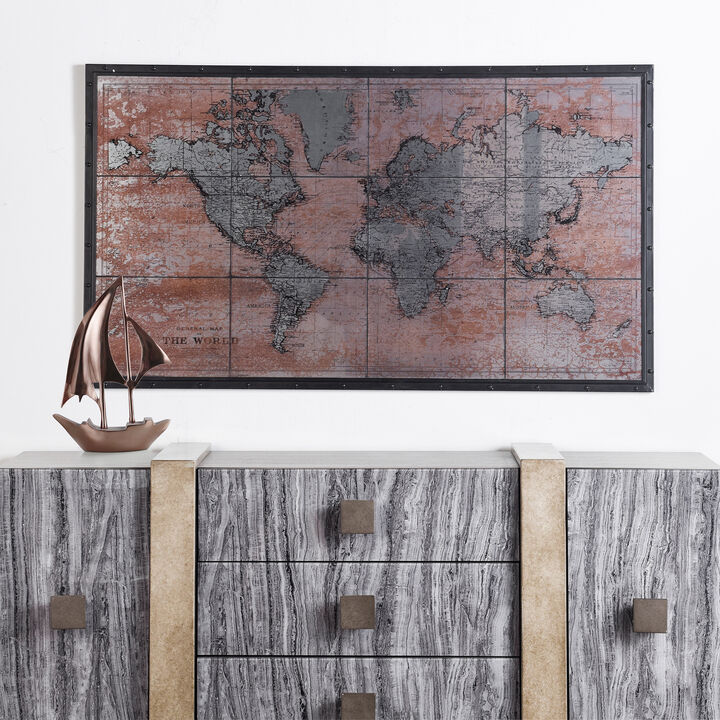 Glass Rustic Atlas Framed Print