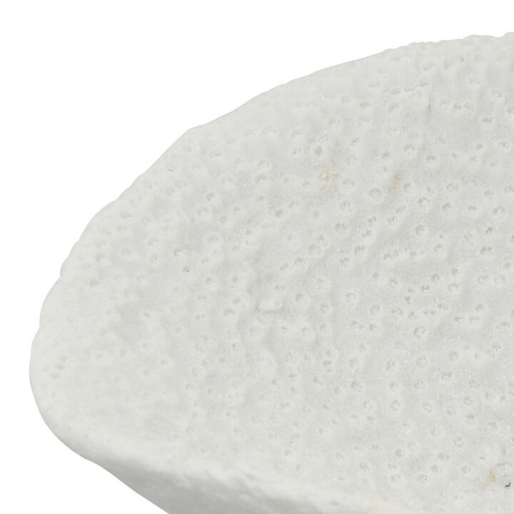 Coral Tabletop Decor, Cone Shape, 15 Inch White Textured Resin Finish - Benzara