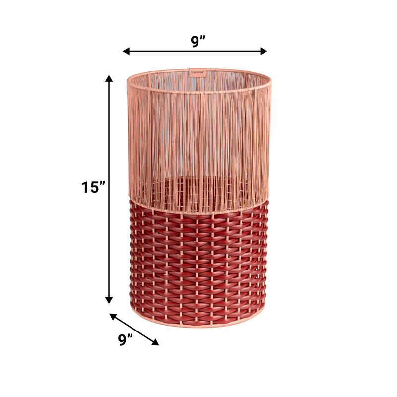 Harper Modern 2-Tone Faux Wicker Cylinder Waste Basket