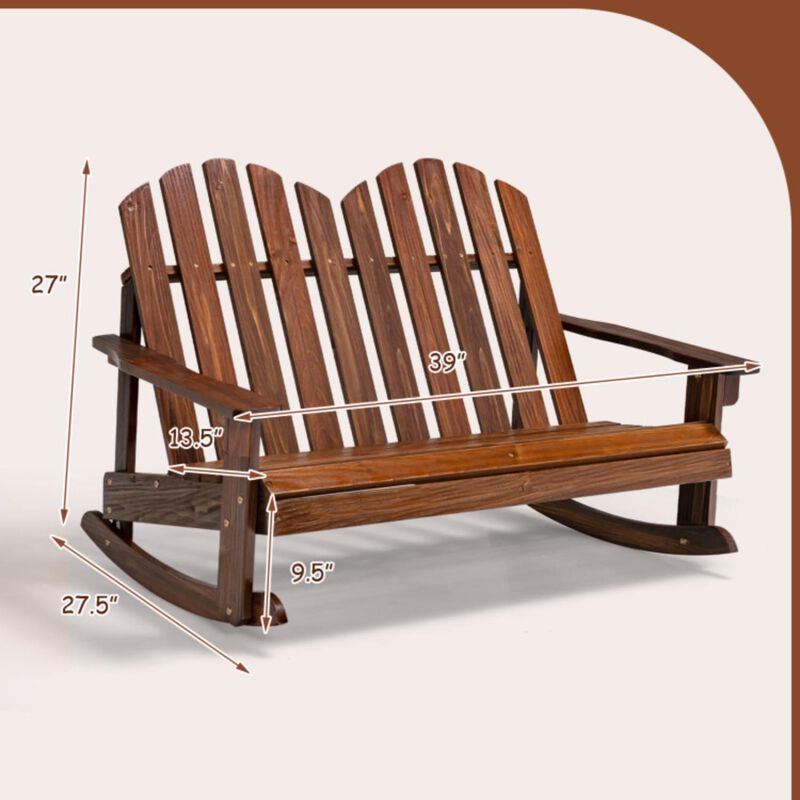 Hivvago 2 Person Adirondack Rocking Chair with Slatted seat