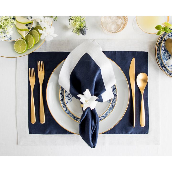 Solino Home 100% Pure Linen 14 x 19 Inch Placemats Set of 4 | Festive Edge