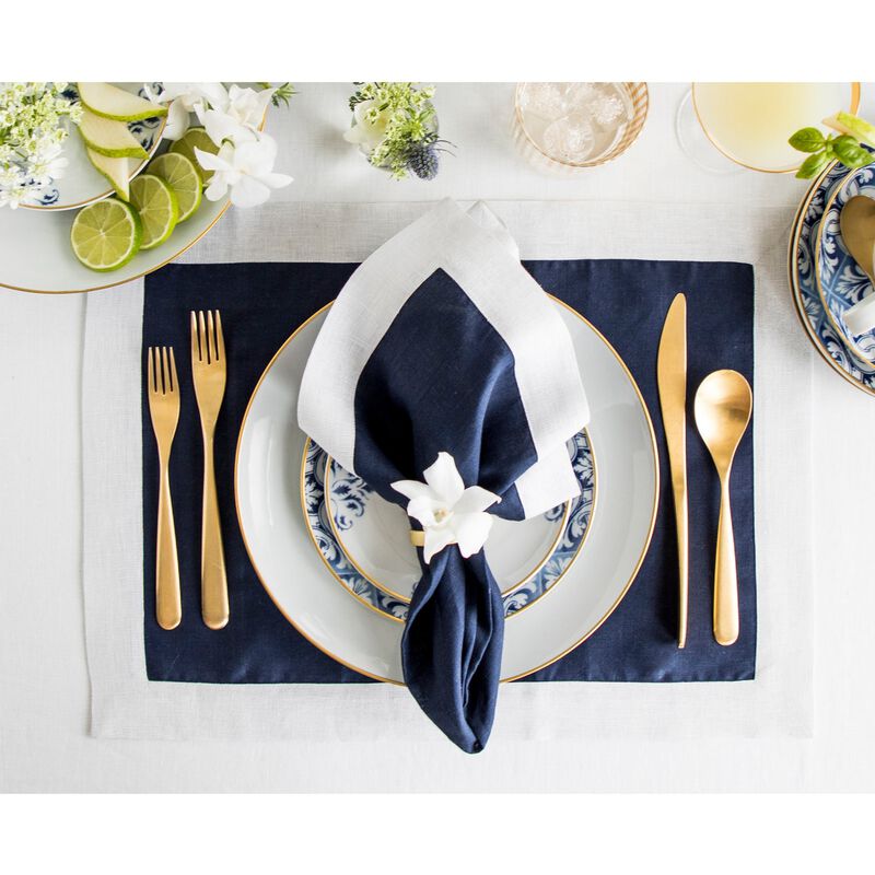Solino Home 100% Pure Linen 14 x 19 Inch Placemats Set of 4 | Festive Edge
