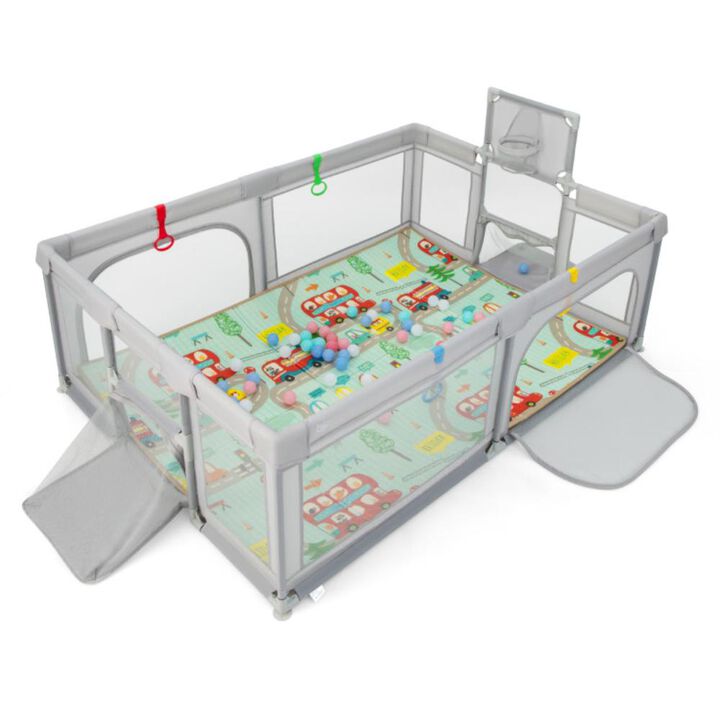 Hivvago Large Baby Playpen with Mat and Ocean Balls