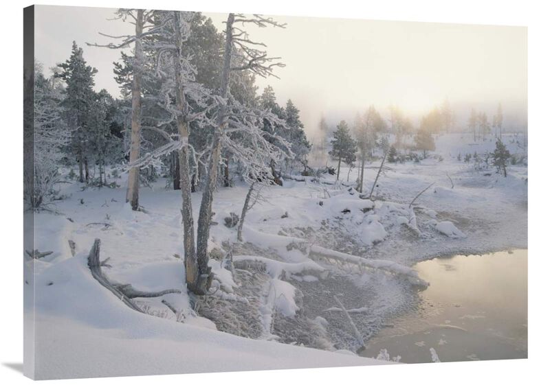 Upper Geyser Basin in winter, Yellowstone National Park, Wyoming-Canvas Art-40x30