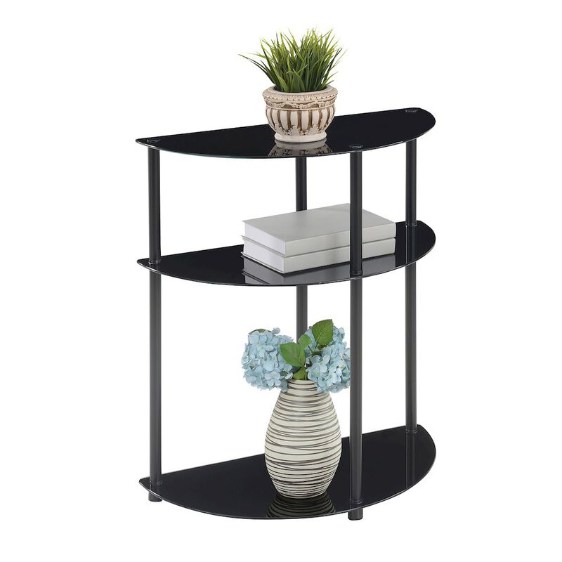 Convenience Concepts Designs2Go Classic Glass 3 Tier Half-Circle Entryway Hall Table