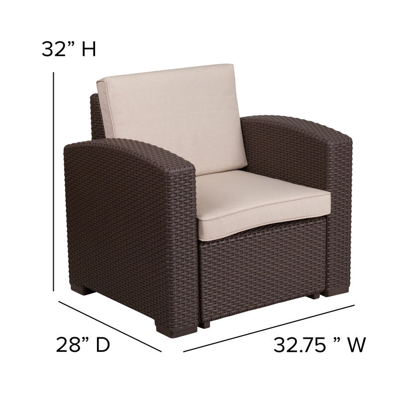 4 PC Brown Outdoor Rattan Set