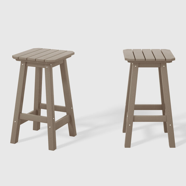 WestinTrends 24" HDPE Outdoor Patio Counter High Backless Square Bar Stools Set of Two