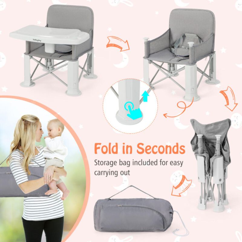Hivvago Portable Baby Booster Seat with Straps and Double Tray